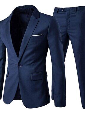 Cloudstyle Men's 2-Piece Suits Slim Fit 1 Button Dress Suit Jacket Blazer & Pant